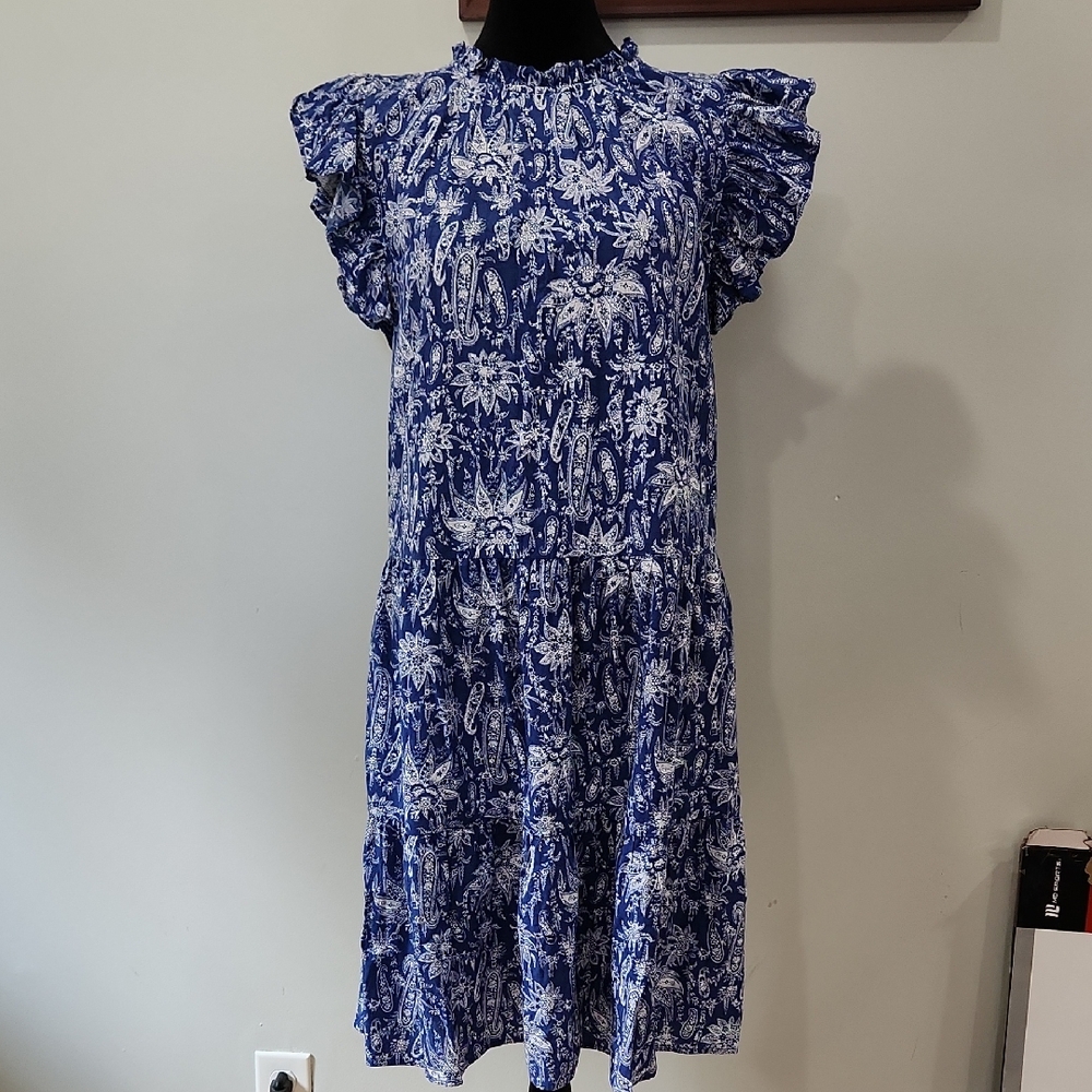 Ann Taylor Blue and White Floral Mini Dress